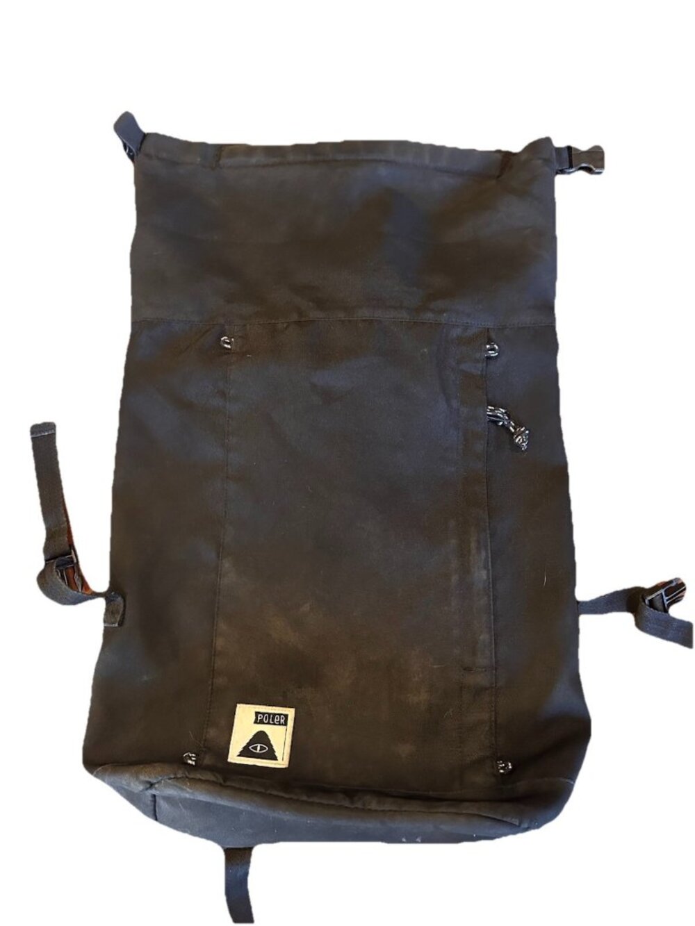 Vintage Poler Outdoor Stuff Backpack Roll Top Backpack Black & Orange